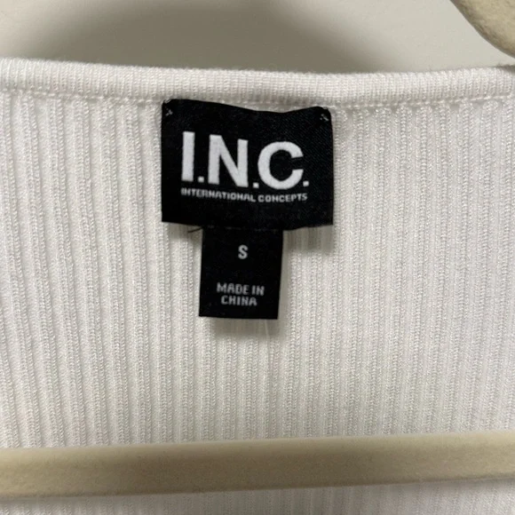 INC International Concepts White Fitted Ribbed Top - Picture 5 of 8